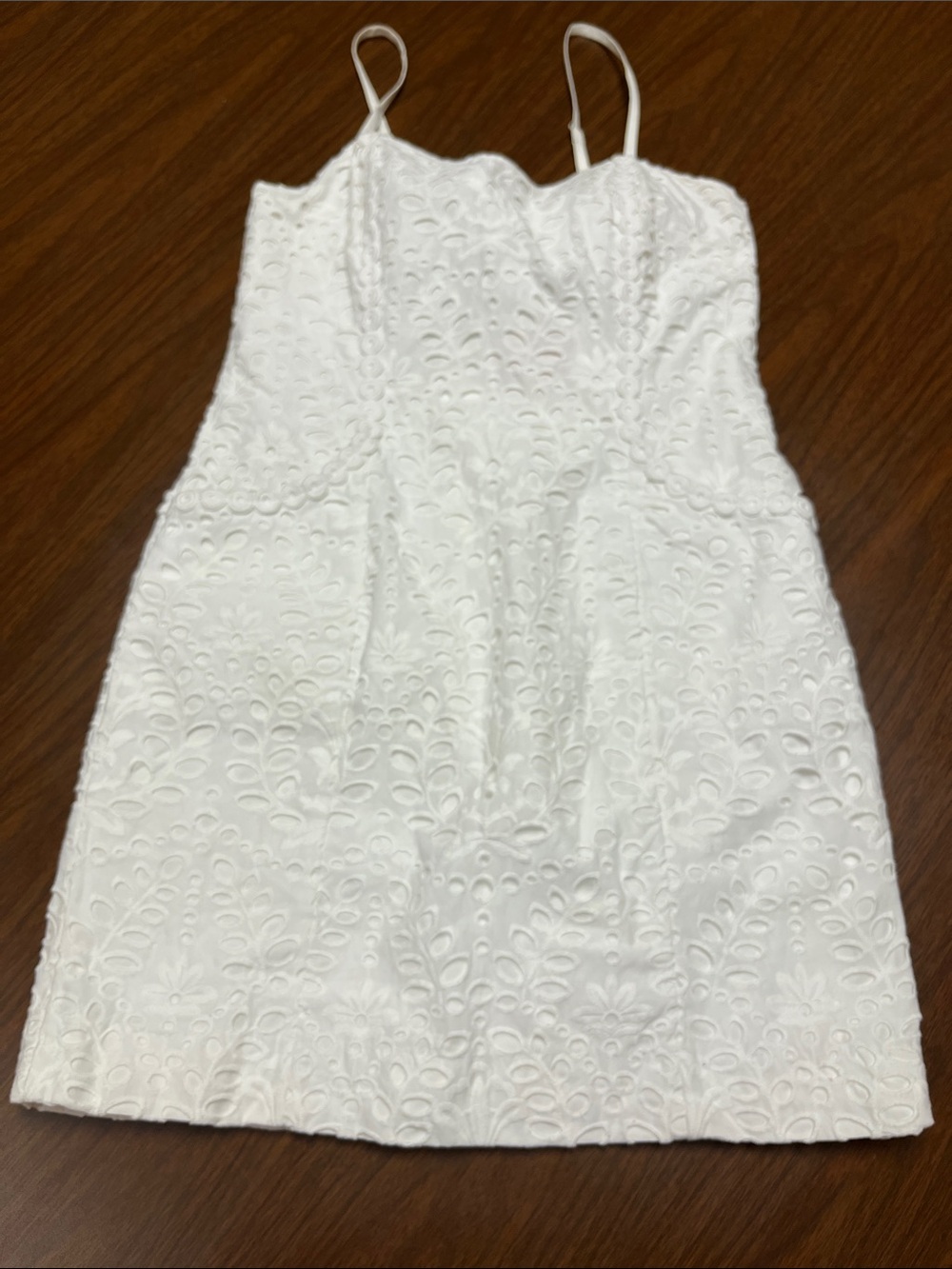 Lilly Pulitzer white eyelet spaghetti strap with tie back dress, size 6
